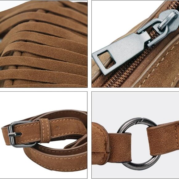 Women Western Small Fringe Underarm Purse Hipppie Shoulder Bag with Tassel - Picture 4 of 6